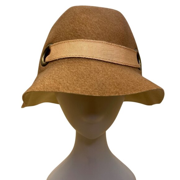 Liz Claiborne Womens Camel Wool Bucket Hat Ribbon Bow Detail One Size - Picture 1 of 11